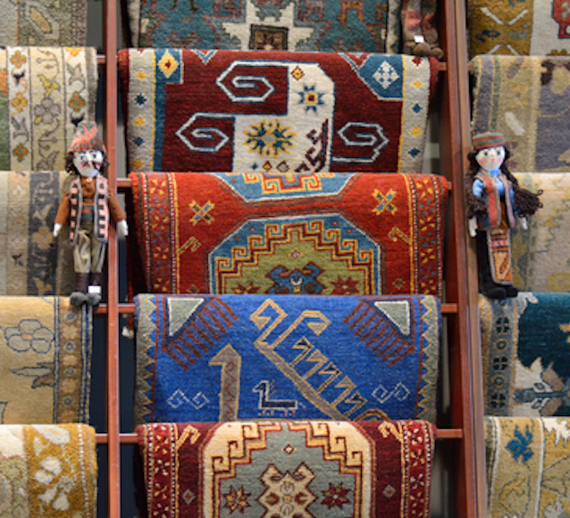 Traditional Armenian carpets in rows